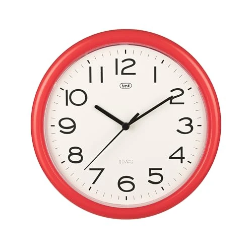 Limited-time offer: Trevi OM3301 - Completely silent 25.5cm diameter quartz round wall clock with sweep movement - Red from 9.55 £ to 9.55 £ (save 0.00%)
