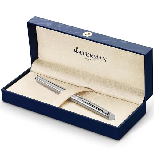 Offre limitée : Waterman Hémisphère stylo roller | acier inoxydable avec attributs chromés | pointe fine | encre noir | coffret cadeau de 73.50 € à 68.39 € (7% de remise)