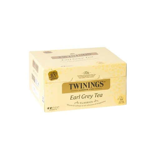 Offerta a tempo: Twinings, Earl Grey Tea, Miscela di Tè Neri Selezionati con Aroma al Bergamotto, Gusto Morbido e Bilanciato, Infusi e Tisane, Formato Convenienza, 1 Confezione da 50 Filtri - 3% da 5.99 € a 5.79 €