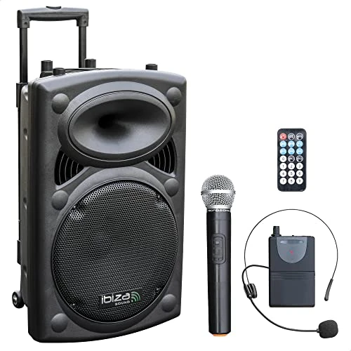 Tijdelijke aanbieding: Ibiza PORT12VHF-BT Bluetooth PA-Luidspreker op Batterij 12"/30 cm – 700 W Max. / 350 W RMS – Karaoke met 2 VHF-Microfoons (Hand + Headset) – TWS – USB, SD, REC, VOX – Trolley van 213.74 € naar 213.74 € (0.00% korting)