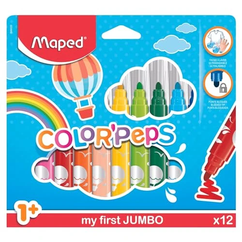 Tijdelijke aanbieding: Maped M846020 - Maxi Color Peps viltstiften 12 stuks kartonnen etui van 9.39 € naar 9.39 € (0.00% korting)