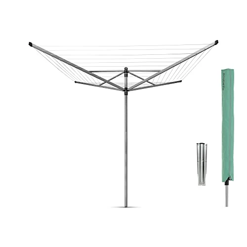 Oferta limitada: Brabantia - Tendedero Rotary Lift-O-Matic - con Soporte para jardín - Ajustarlo fácilmente a tu Altura - Cuerdas resisitentes a los Rayos UV - Antideslizantes - Metallic Gris - 50m de 163.00 € a 163.00 € (ahorro 0.00%)