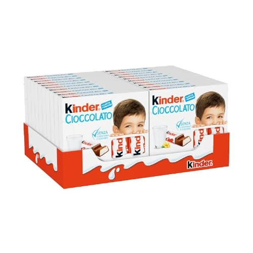 Kinder Chocolate Small Bars; Bulk Chocolate Gift Box; Fine Milk Chocolate Bar with a Milky Filling; Pack of 20 x 50g