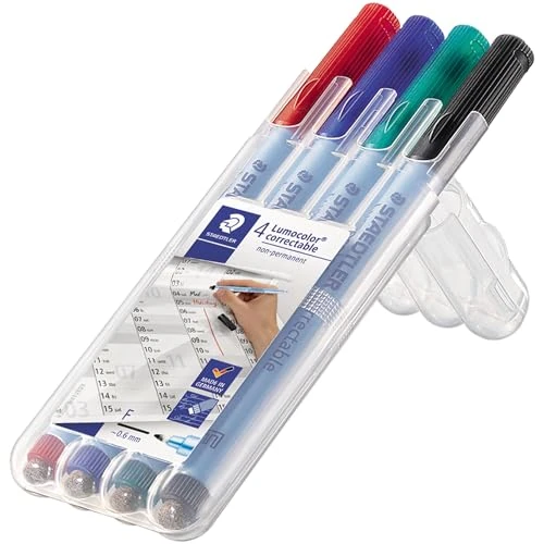 Staedtler 305M WP4 Lumocolor Correctable Transparency Pen Stalówka M Opakowanie 4 szt