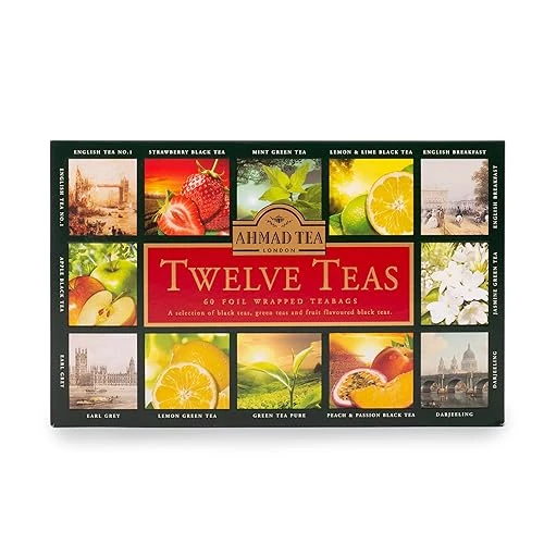 Offerta a tempo: Ahmad Tea Twelve Selection - Tè Nero e Verde Puri O Aromatizzati Alla Frutta In 12 Gusti Diversi - 12 Confezioni da 5 Bustine, 60 Unità - 48% da 14.90 € a 7.79 €