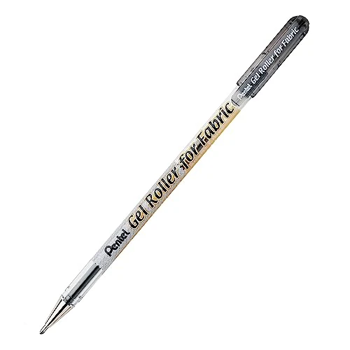Pentel BN15 For Fabric roller gel permanente per tessuti nero, 12 pezzi