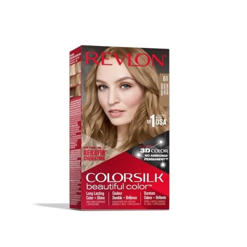 Offerta a tempo: REVLON Colorsilk Colorazione Permanente Capelli Fai-Da-Te a Casa, Senza Ammoniaca e Arricchita con Cheratina, 61 - Biondo Scuro - 32% da 4.40 € a 2.99 €