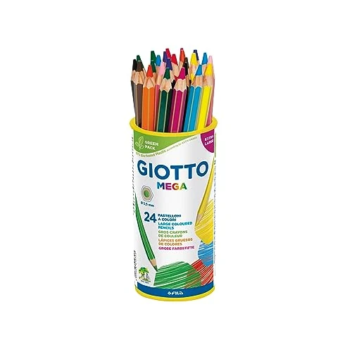 Limited offer: GIOTTO Mega Chunky Colouring Pencils, 24 Assorted Colours, Ideal for Children, Parties and Schools from 37.48 EUR to 37.48 EUR (save 0%)