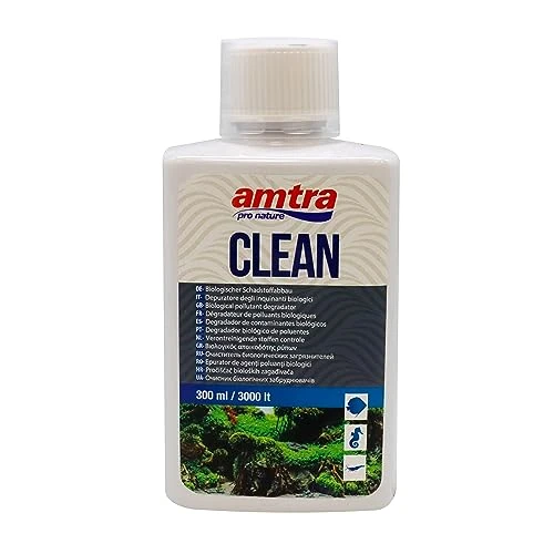 Amtra Clean - Purificador De Agua Natural Para Acuarios, Tratamiento De Agua Natural Para Acuarios, Reduce Los Cambios De Agua, Formato 300 Ml