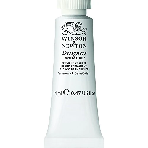 Winsor & Newton Designers Gouache - Peinture Gouache pour le Dessin, L'illustration, le Design - Aquarelle Opaque, Tube de 14ml, Couleur Blanc Permanent