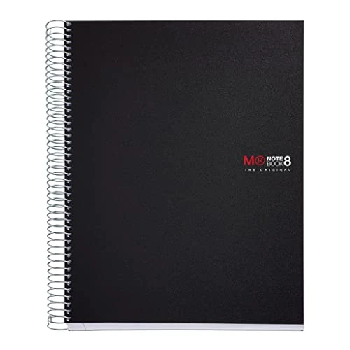 Miquelrius - Quaderno A4, 200 fogli in 8 colori, Carta 70 g/m², Quadretti 5 mm, Copertina in polipropilene 0,8 mm, Spirale 360°, 4 fori, Prodotto in Spagna, Notebook The Original, Nero