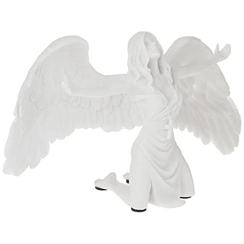 Design Toscano PD2704 Statua di Angelo in Marmo Sintetico Preghiera per la Pace, Off Bianco