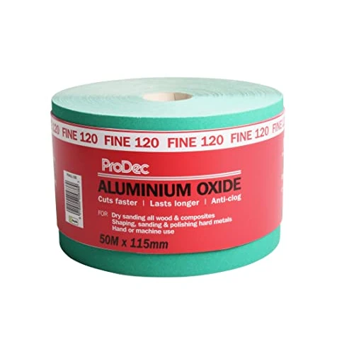 Zeitlich begrenztes Angebot: ProDec 50 m Rolle, feine, grünes Aluminiumoxid-Schleifpapier mit Körnung 120 zum Schleifen von Holz, Farbe, Putz, Spachtelmasse, Metall & mehr; Schleifpapier, kompatibel mit Maschinenschleifern von 39.31 € auf 39.31 € (0.00% R