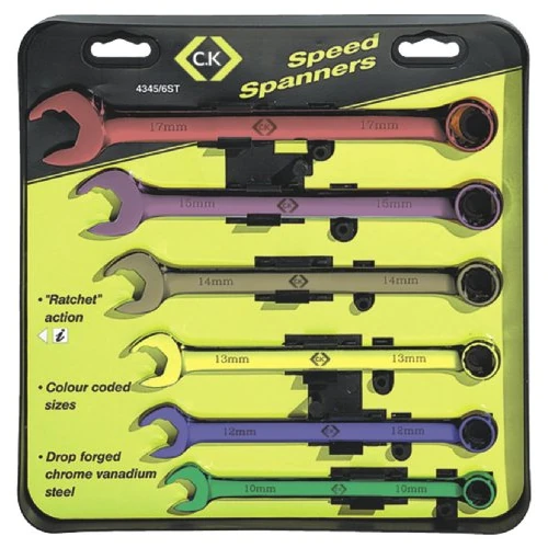 Offre limitée : C.K T4345/6ST Jeu de 6 clés mixtes à effet cliquet 10/12/13/14/15/17 mm de 60.78 € à 60.78 € (0.00% de remise)