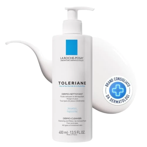 La Roche Posay, Toleriane Dermo Limpiador Desmaquillante Facial, Limpieza Diaria Sin Irritación, Para Rostro y Contorno de Ojos, Con Glicerina, Hipoalergénico, Para Pieles Muy Sensibles, 400ml