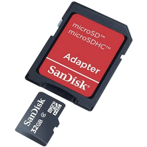 SanDisk 32GB Class 4 MicroSD with microSDHC-SD Adapter, Black