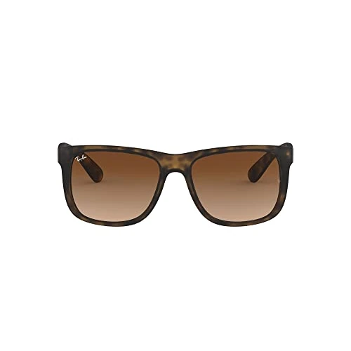 Ray-Ban Justin Occhiali Da Sole Unisex, Marrone (Montatura: Light Havana Rubber, Lenti: Braun Grandiert), 55 mm