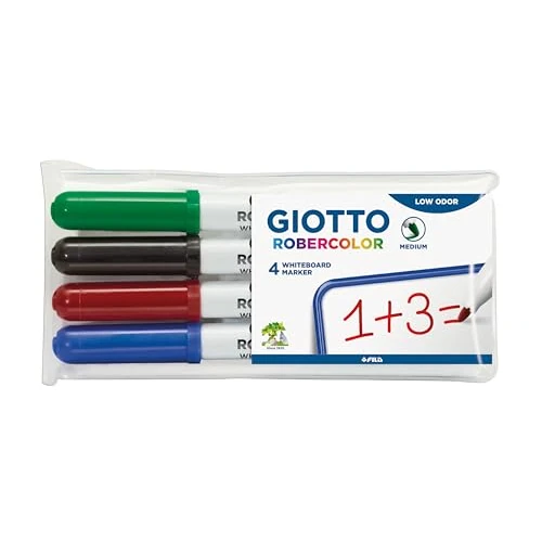 Offerta a tempo: Giotto - Robercolor, Confezione da 4 pennarelli per lavagna bianca (M) — 7% da 7,91 € a 7,35 €