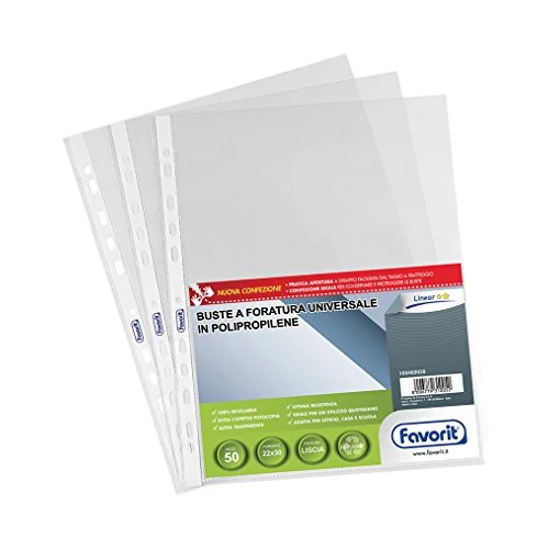 Offerta a tempo: Favorit Buste Trasparenti, Formato Interno 22 x 30 cm — 38% da 6,90 € a 4,27 €