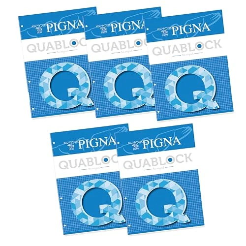 Offerta a tempo: Pigna Blocco Collato QUABLOCK f.to A4, Carta 80 gr., 4 Fori, interno 5M,quadretti 5 mm., Ideali per Scuola e Ufficio, Ricarica per Quaderni ad Anelli, 50 Fogli, 5 pezzi - 10% da 15.00 € a 13.54 €