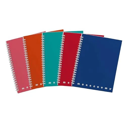 Offerta a tempo: Pigna, Confezione 5 Maxi Quaderni Spiralati A4 MONOCROMO,interno 4M, quadretti 4mm,no fori,con microperforazione - 17% da 23.00 € a 19.09 €