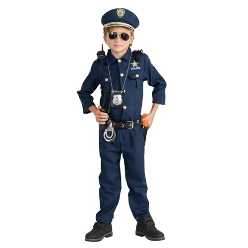 Oferta ograniczona: Dress Up America Kostium Policyjny Dla Chłopców - Koszula, Spodnie, Czapka, Pasek, Gwizdek, Kabura Na Broń I Zestaw Policjanta Walkie-Talkie z 164.91 PLN na 164.91 PLN (zniżka 0%)