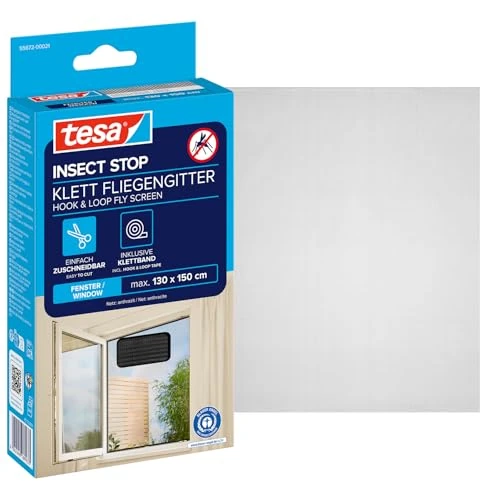 Oferta limitada: tesa Insect Stop Malla Mosquitera STANDARD para Ventanas, Mosquitera Autoadhesiva, Recortable al Tamaño Deseado, Gris Antracita, 130 cm x 150 cm de 9.49 € a 5.89 € (ahorro 38%)