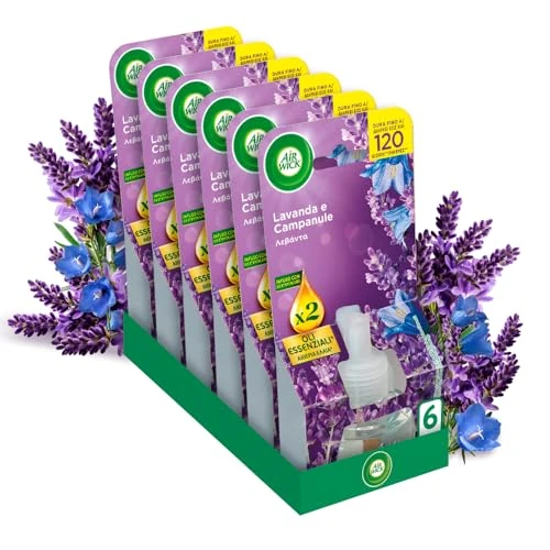 Air Wick Elektrischer Diffusor für ätherische Öle, 6 Nachfüllpackungen für Duftspender mit Lavendel und Glockenblumen, elektrischer Raumduft mit ätherischen Ölen