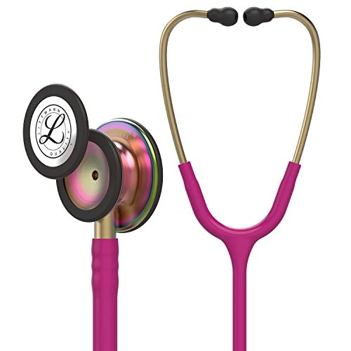 3M Littmann Stetoscopio per il monitoraggio Classic III, finitura arcobaleno, tubo auricolare lampone, 69 cm, 5806