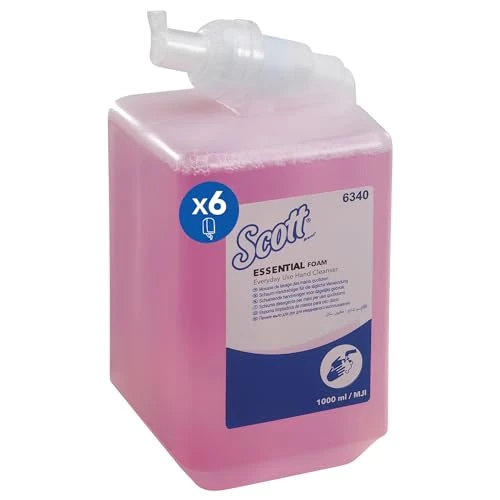 Offre limitée : Scott® Essential™ 6340 Mousse Lavante pour les Mains 6340, Mousse Rose Parfumée, Lavage Fréquent, 6 Recharges x 1 Litre (6 Litres au Total) de 46.99 EUR à 46.99 EUR (remise 0%)