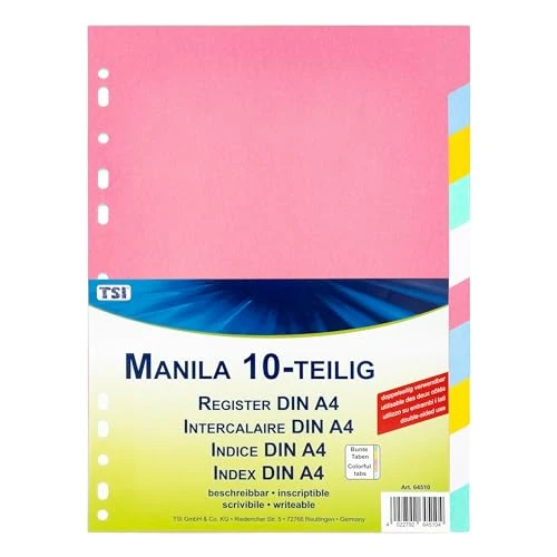 TSI 64510 register van stevig Manila-karton 10-delig, tabbladen