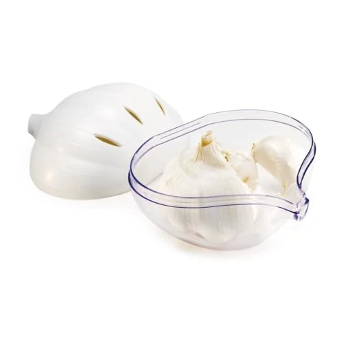 Snips Garlic Keeper & Storage Container – Ventilated Garlic Saver Box for Fridge and Kitchen, Food Storage Container Keeps Garlic Fresh Longer, 10 x 11 x 8 cm – Made in Italy