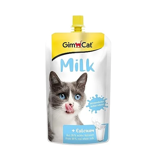 GimCat Latte, Latte per gatti composto da latte intero genuino a ridotto contenuto di lattosio e calcio per ossa sane, 1 sacchetto, 1 x 200 g