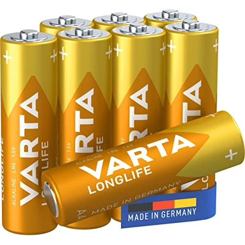 VARTA Batterien AA, 8 Stück, Longlife, Alkaline, 1,5V, ideal für Fernbedienungen, Wecker, Radios, Made in Germany
