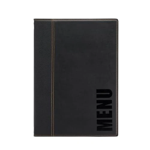 Offerta a tempo: SECURIT - Porta Menu Linea Trendy - Per Caffè, Ristoranti, Bar - Similpelle - Formato A4 - 1 Doppio Inserto Incluso - Colore Nero - 0% da 18.55 € a 18.55 €