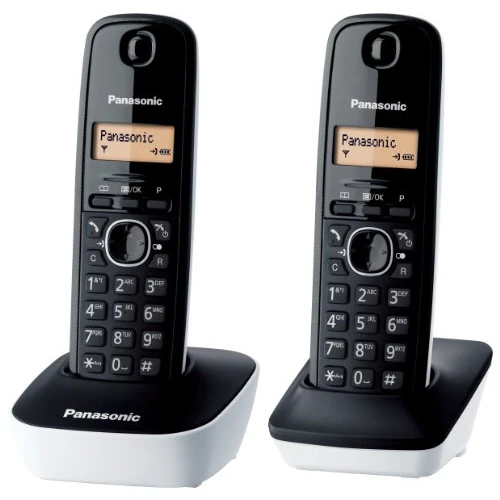 Offerta a tempo: Panasonic KX-TG1612JTW Telefono Cordless DECT Doppio con Base Montabile a Parete, Rubrica da 50 voci, Nero/Bianco - 9% da 34.99 € a 31.99 €