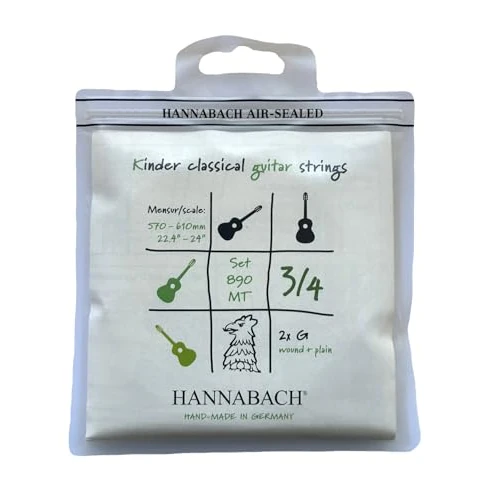 Zeitlich begrenztes Angebot: Hannabach Klassikgitarrensaiten Serie 890 MT für 3/4 Kindergitarre Mensur: 57-61 cm - Satz mit 2 G-Saiten - 890MT 3/4 von 16.90 € auf 16.90 € (0.00% Rabatt)