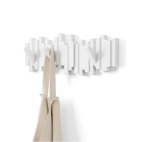 Limited-time offer: Umbra Sticks Wall-Mounted Coat Rack Rail Hook with 5 Retractable Pegs – Modern, Space-Saving Storage Organizer, White from 24.98 GBP to 24.98 GBP (save 0%)