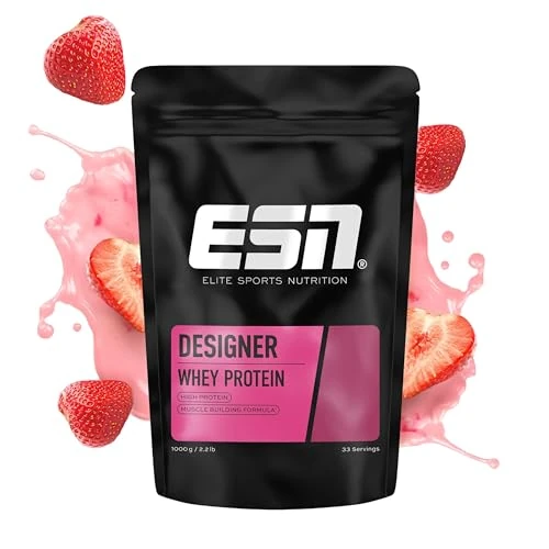 ESN Designer Whey Protein, Truskawkowy, 1000g, Białko w proszku na budowę mięśni