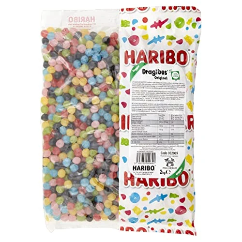 Haribo DRAGIBUS Mini Soft cukierki do żucia w różnych kolorach, 2 kg, opakowanie Mega Pack