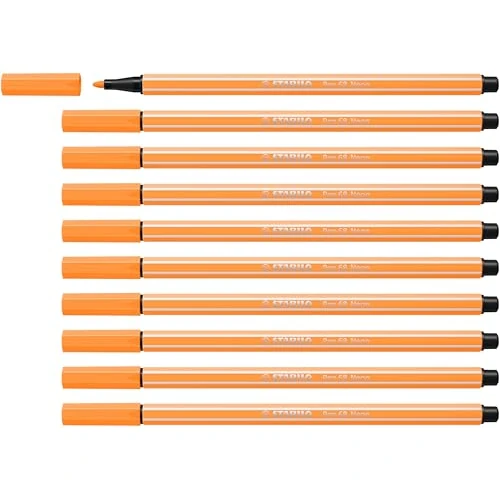 STABILO Pen 68 - Pennarello Premium - Confezione da 10 - Arancione Fluorescente