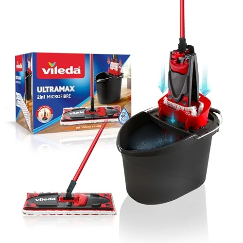 Limitiertes Angebot: Vileda Ultramax 2in1 Bodenwischer Komplett Set, Wischmopp mit Stiel, Mikrofaserbezug und Eimer mit Powerpresse, für alle Hartböden von 28.05 EUR auf 26.99 EUR (Spare 4%)