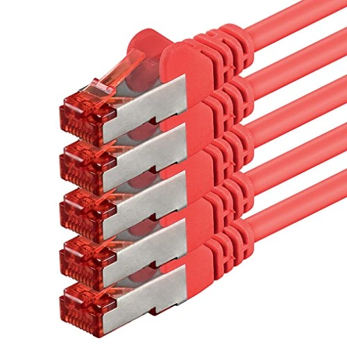 1aTTack.de 5x 0,5m - Cat 6 netwerkkabel patchkabel Cat6 RJ45 SFTP - Rood