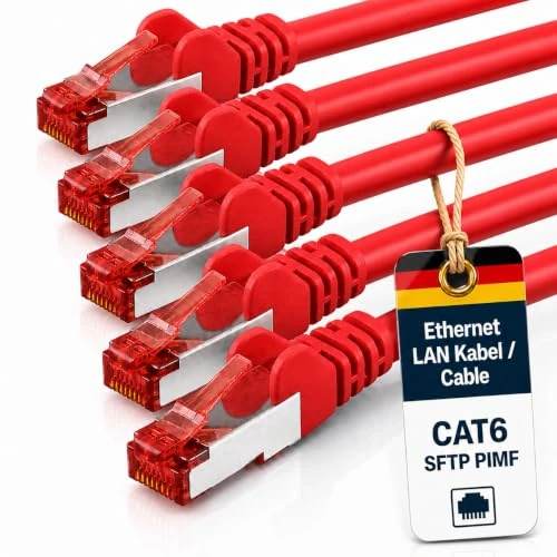 Limited-time offer: 1aTTack.de 0.25m Cat6 Ethernet Cable LAN Patch Cat 6 Cables Internet Rj45 Plug 1Gbit/s SFTP PIMF for Switch, Router, Modem, Computer, Gaming, tv, patchfields - red - 5 Pieces 0.25m from $110.54 to $31.15 (save 71.82%)