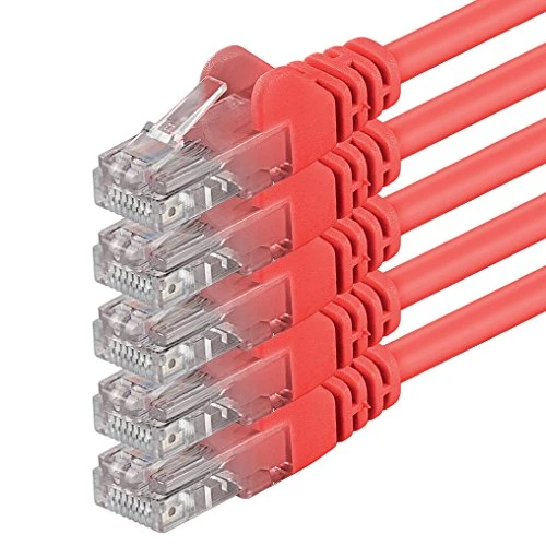 1aTTack.de 0.25m - red - 5 pieces - (PACK) - CAT.6 CAT6 Ethernet LAN network cable 1000 Mbit/s patch cable