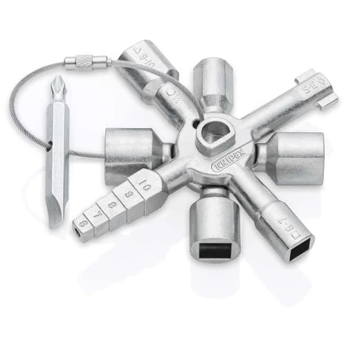 Zeitlich begrenztes Angebot: KNIPEX TwinKey Schaltschrankschlüssel, 00 11 01 | für gängige Schließsysteme, 10 Profile, 2 Kreuze, 1 Schlüssel, Universalschlüssel, Kreuzschlüssel von 33.74 € auf 24.20 € (28% Rabatt)
