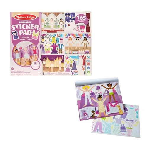 Limitiertes Angebot: Melissa & Doug - Wiederverwendbare Stickerbücher Verkleidung, Reiseaktivitäten für Kleinkinder, Wiederverwendbare Sticker praktisch für unterwegs im Auto oder Flugzeug, für Kinder ab 3 Jahren von 5.99 EUR auf 2.99 EUR (Spare 50%)