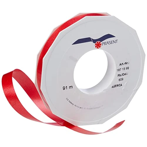 C.E. PATTBERG Cinta regalo rojo, 91 m de cinta embalar para rizar, 15 mm ancho para manualidades, decoración y envolver regalos para cualquier ocasión