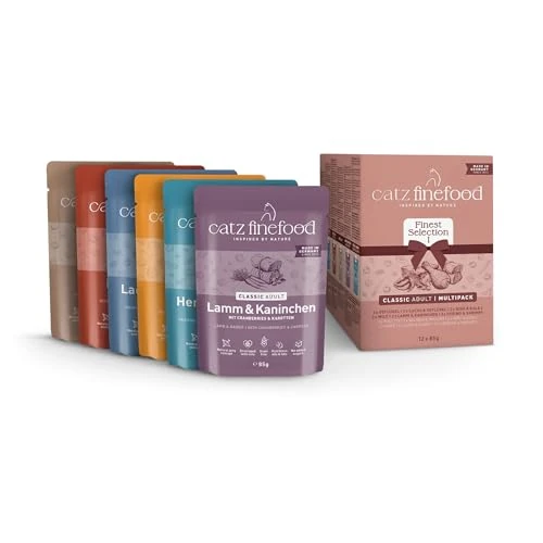 catz finefood Multi-Pack 12 x 85 g Bags for Gourmet Cat Food Wet Various Varieties in Mix Package