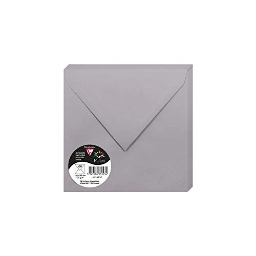Offerta a tempo: Clairefontaine 5323C - Pacco da 20 Buste gommate - Formato Quadrato 16,5x16,5cm - 120g/m² - Colore Grigio Koala -Inviti Eventi e Corrispondenza - Gamma Pollen - Carta Premium Liscia - 0.00% da 7.16 € a 7.16 €